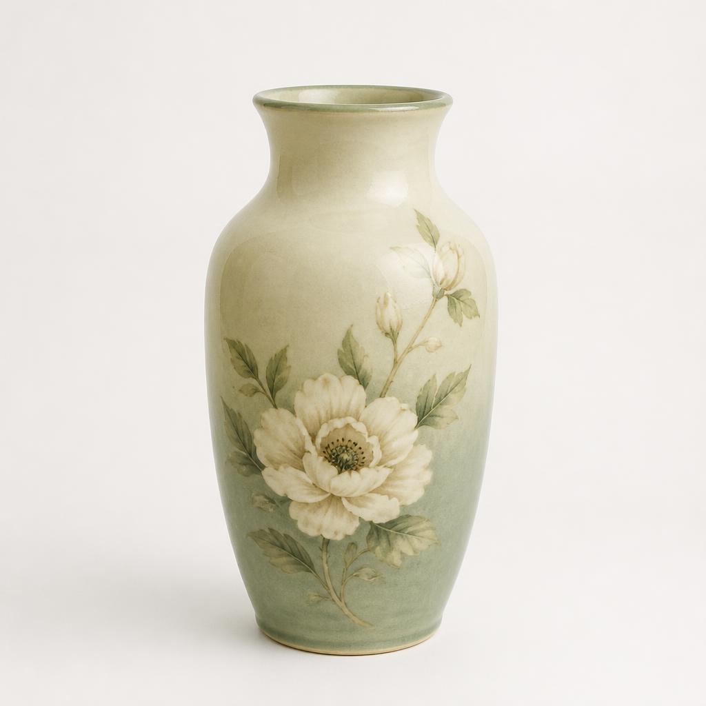 Vintage ceramic vase with hand-painted floral detail